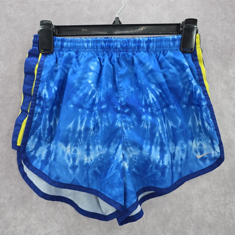 Nike Dri Fit Blue Yellow Stripe Running Active Sports Pant Shorts Extra Small XS